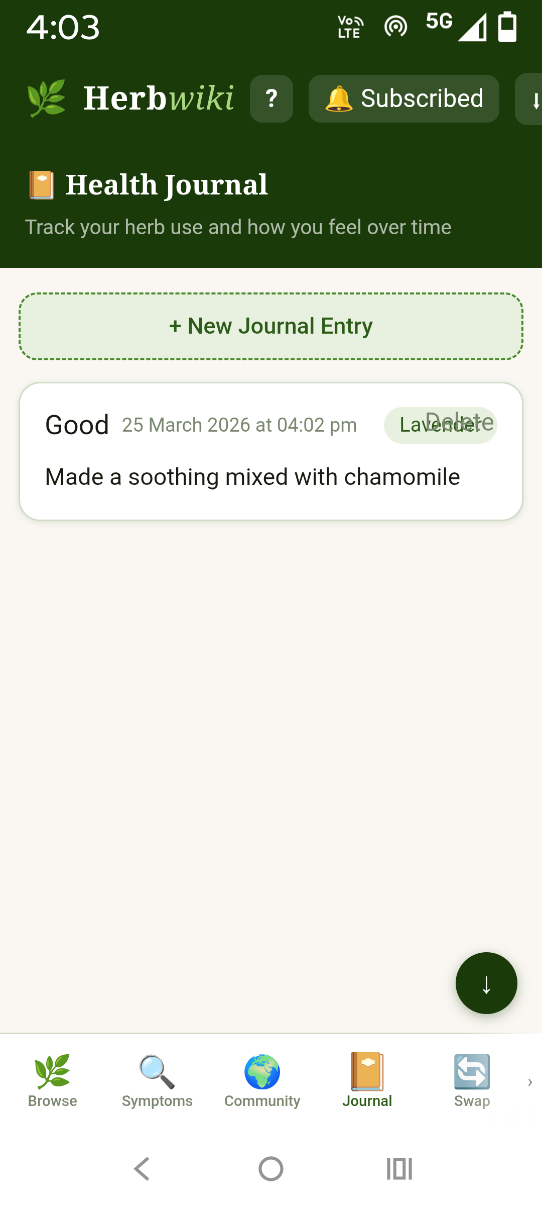 Health Journal screenshot